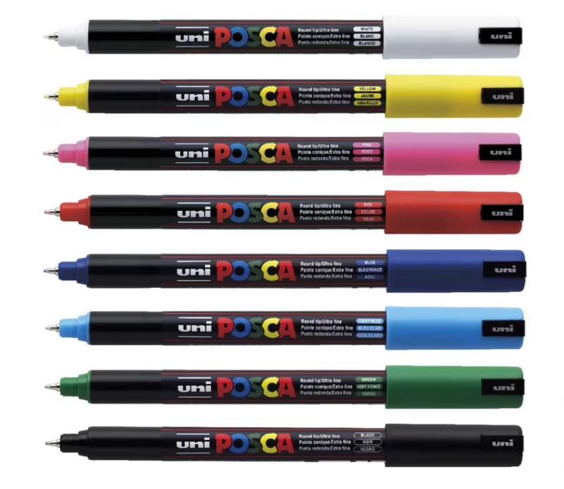 POSCA Paint Marker Set, 8-Color PC-3M Fine Glitter Set