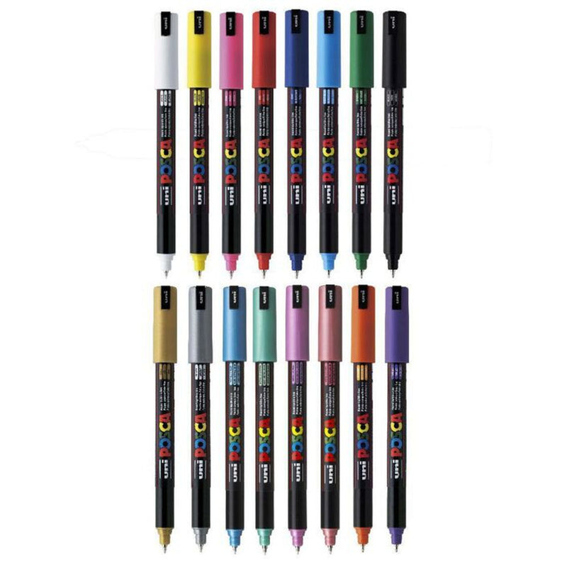 Uni Posca Markers PC-1MR 0.7mm Ultra-fine Pin Tip Assorted Pack Of 16