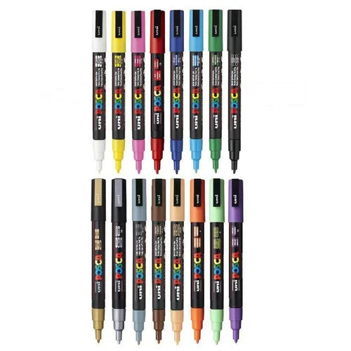 Uni Posca Markers PC-3M 0.9-1.3mm Fine Assorted Pack Of 16