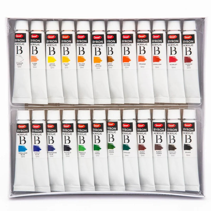 Jasart Byron Acrylic Paint 12ml Set of 24