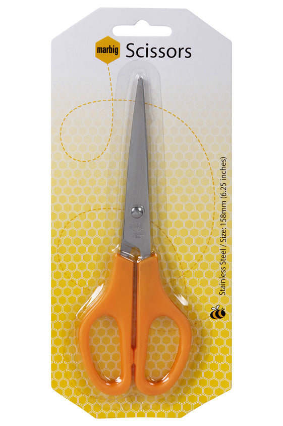 Marbig 158mm 6.25" Orange Handle Scissors