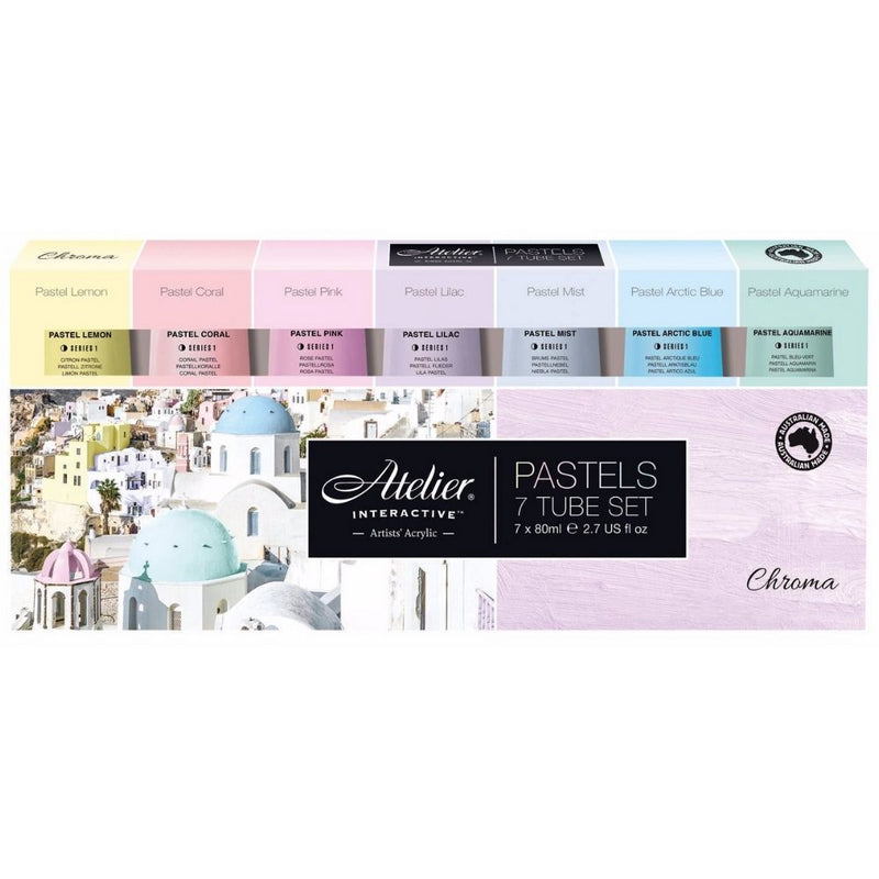 Atelier Interactive Acrylic Paint 7 X 80ml Pastel Tube Set