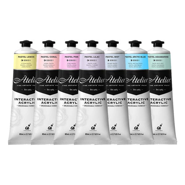 Atelier Interactive Acrylic Paint 7 X 80ml Pastel Tube Set