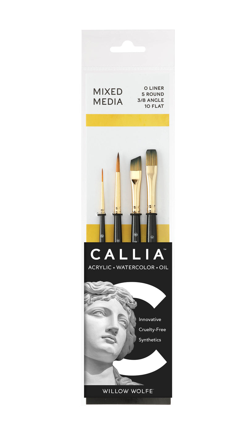 Willow Wolfe Callia Mixed Media Synthetic Kolinsky Sable Brush Starter Set