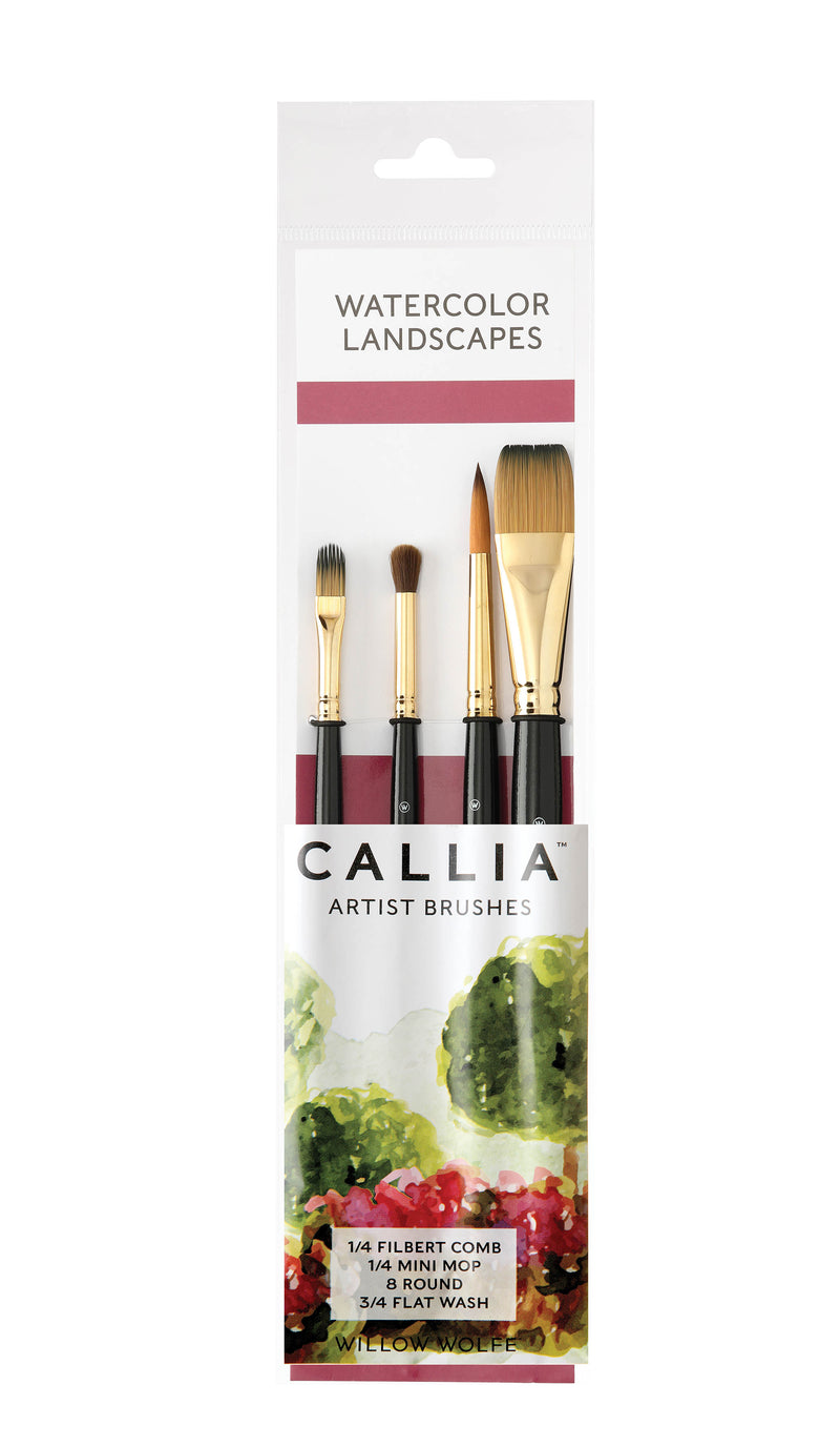 Willow Wolfe Callia Watercolour Synthetic Kolinksy Landscapes Brush Set