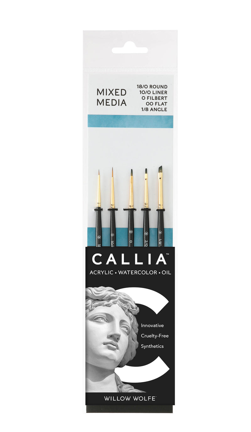 Willow Wolfe Callia Mixed Media Synthetic Kolinsky Sable Detail Brush Set