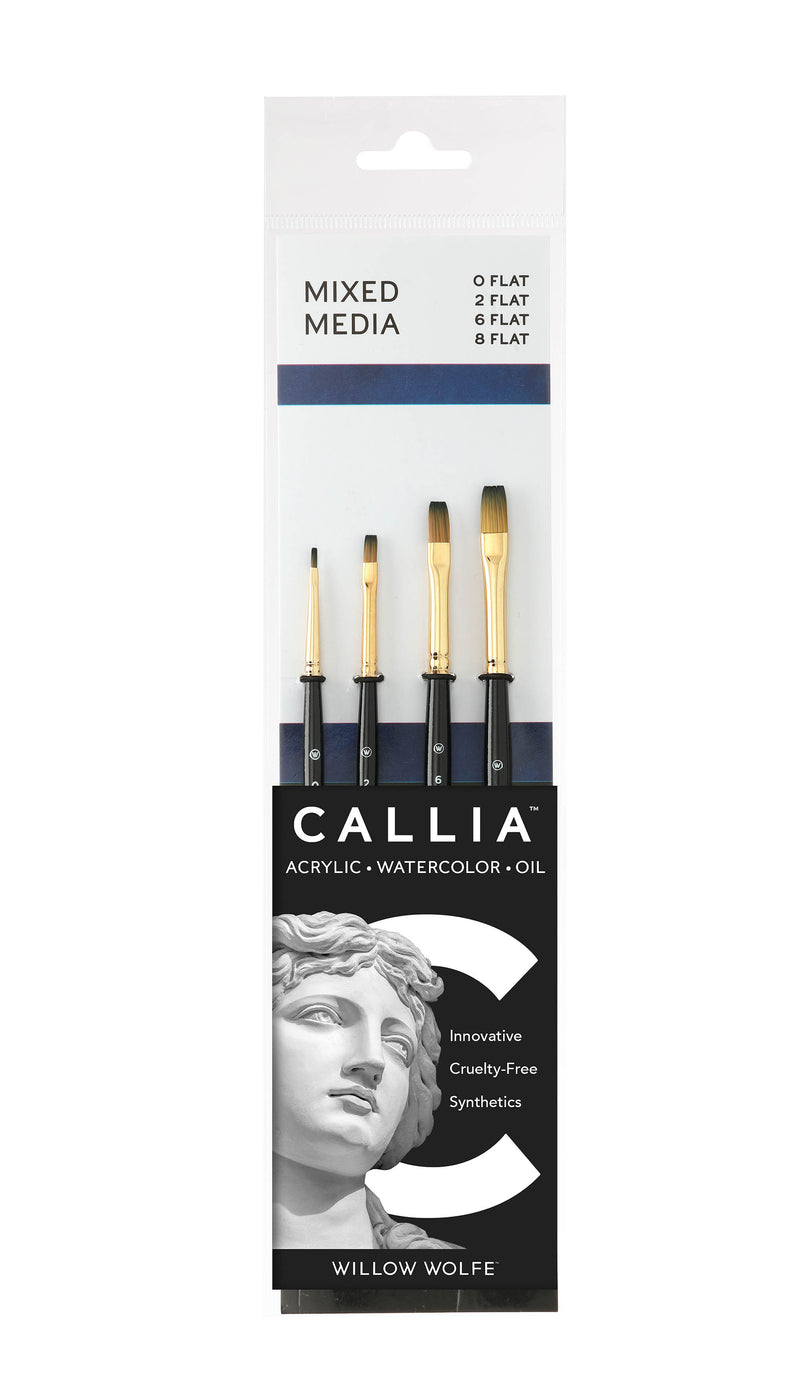 Willow Wolfe Callia Mixed Media Flat Synthetic Kolinsky Sable Brush Set