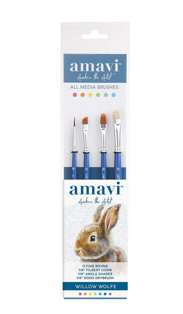 Willow Wolfe Amavi Specialty Golden Taklon Brush Set