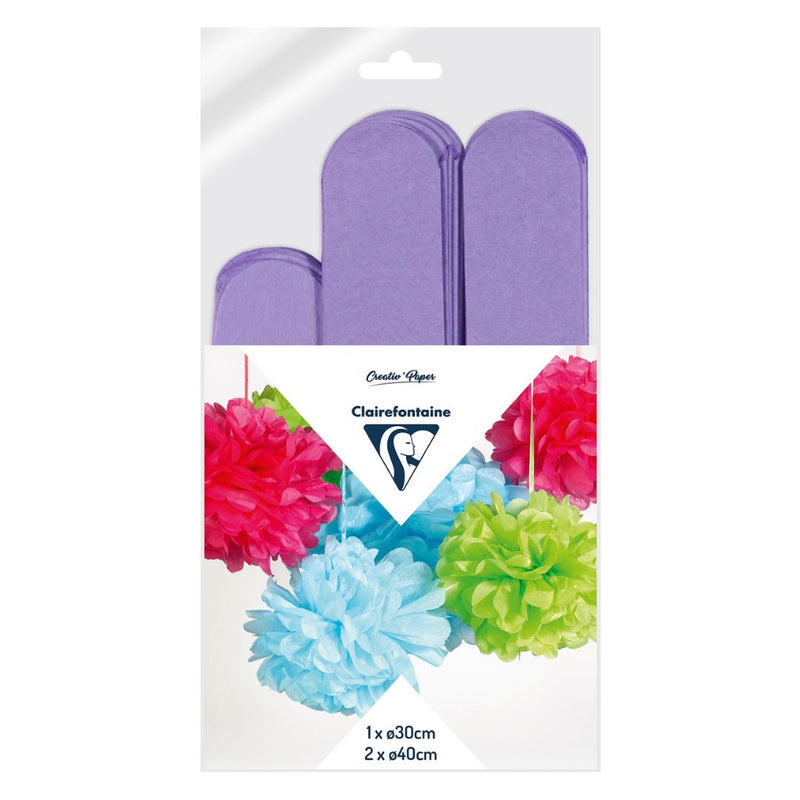 Clairefontaine Mauve Crepe Pompoms  Pack of 3