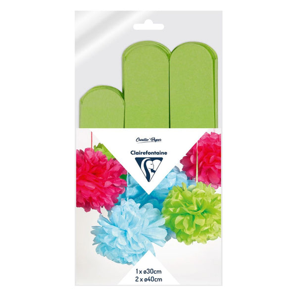 Clairefontaine Apple Green Crepe Pompoms Pack of 3