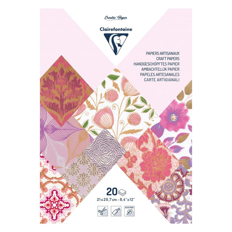 Clairefontaine Pink-Purples A4 20 Sheet Artisian Paper Pad