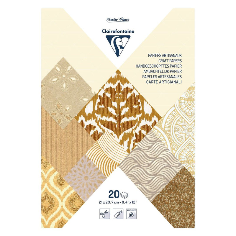 Clairefontaine Ivory-Brown A4 20 Sheet Artisian Paper Pad