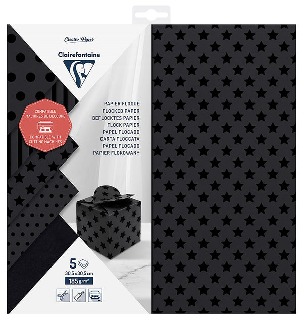 Clairefontaine Flocked 185g 30.5x30.5cm Cutting Paper Pack of 5