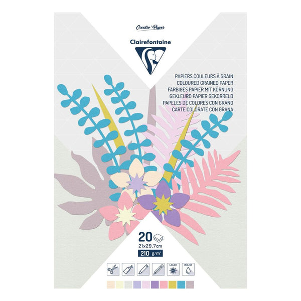 Clairefontaine Coloured Grained Paper Pad A4 210g 20sh