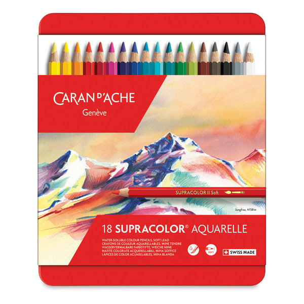 Caran D'ache Supracolour Soft Aquarelle Colour Pencil Set of 18