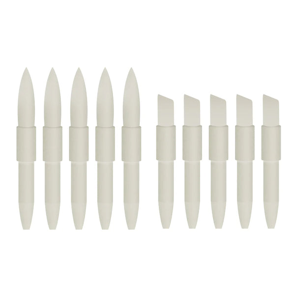 Couture Creations Twin Tip Alcohol Ink Marker Replacement Tips (5 Flexible Brush Tips, 5 Firm Chisel Tips)