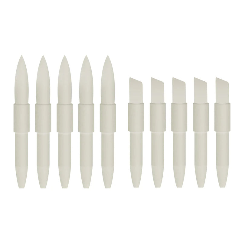 Couture Creations Twin Tip Alcohol Ink Marker Replacement Tips (5 Flexible Brush Tips, 5 Firm Chisel Tips)