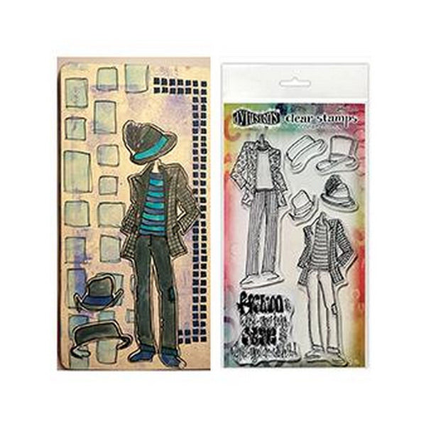 Ranger Dylusions 5x9 INCH Couture Stamp Set - Man About Town, Duo