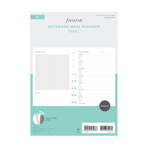 Filofax A5 Meal Planner Notebook Refill