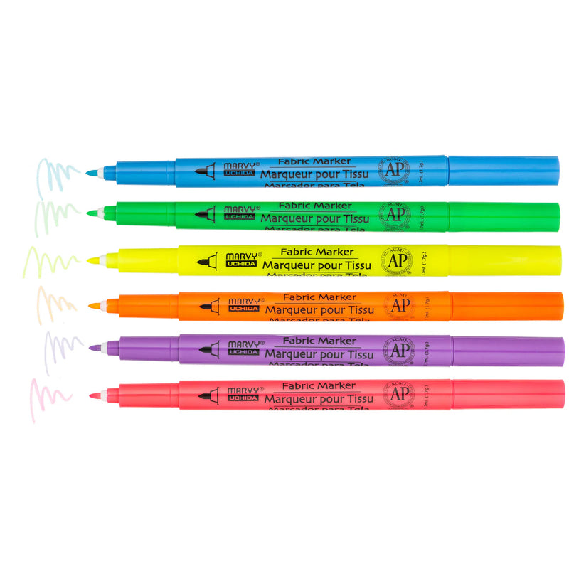 Marvy Fine Fabric Marker Fluorescent Set Of 6