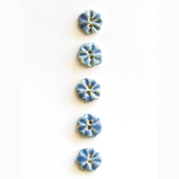 Incomparable Buttons - Small Blue Flowers - Card of 5