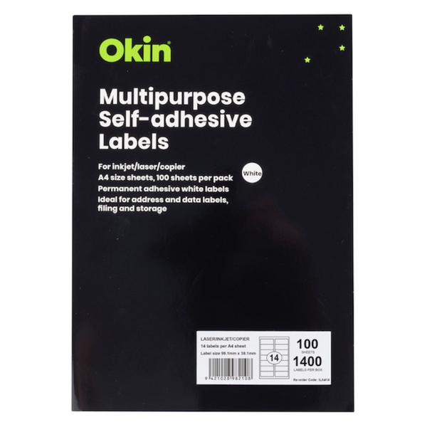 Okin Multipurpose Labels 99.1x38.1mm 14 Per Sheet