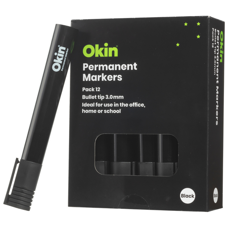 Okin Permanent Marker Bullet Tip - Pack Of 12