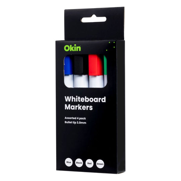 Okin Whiteboard Marker Bullet Tip Assorted Pack Of 4