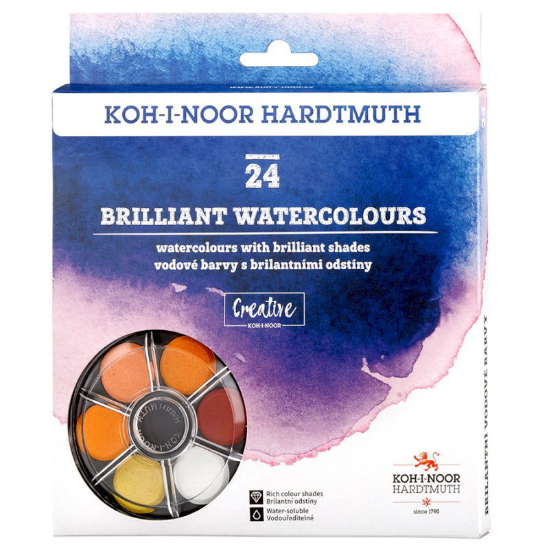 Koh-I-Noor Brilliant Watercolours 24 In Round Cassette