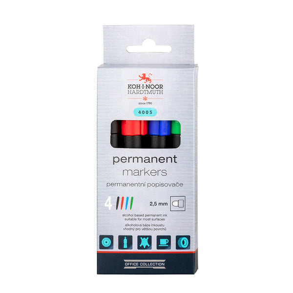 Koh-I-Noor Permanent Markers Round Set Of 4