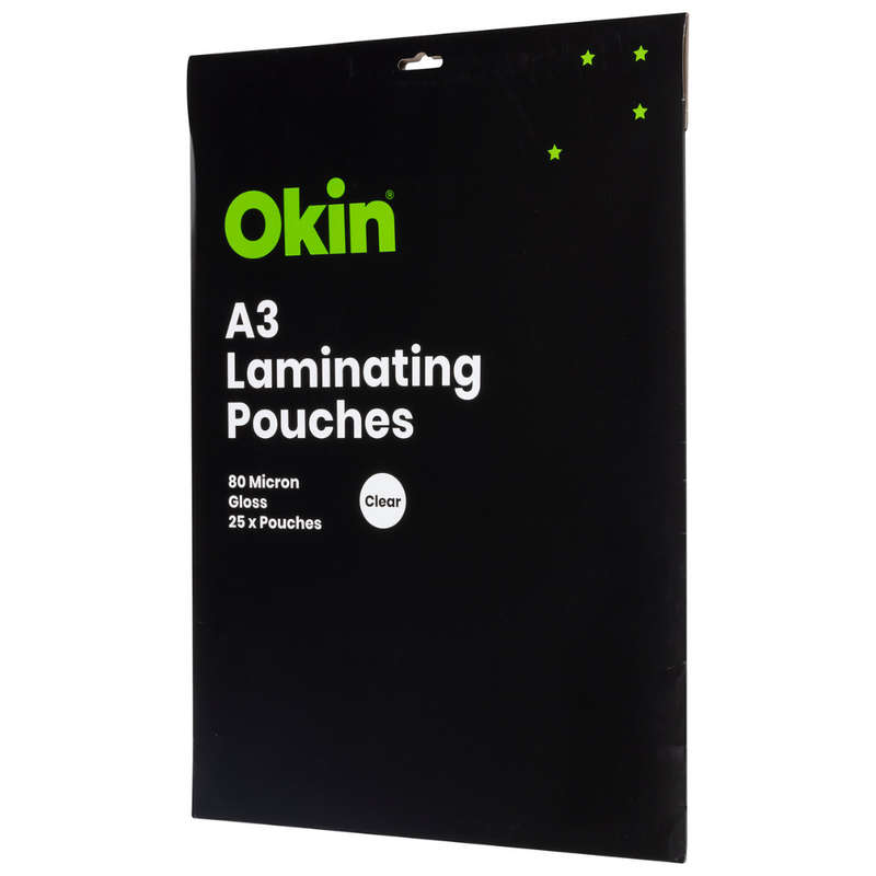 Okin Laminating Pouches A3 Gloss 80mic Packs