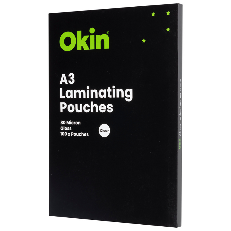 Okin Laminating Pouches A3 Gloss 80mic Packs