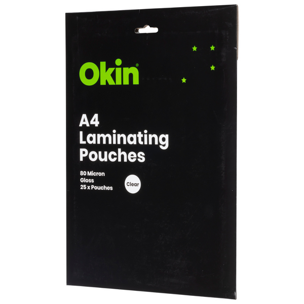 Okin Laminating Pouches A4 Gloss 80mic Packs#Pack Size_Pack of 25