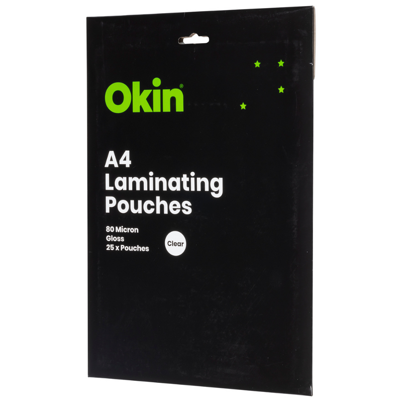 Okin Laminating Pouches A4 Gloss 80mic Packs