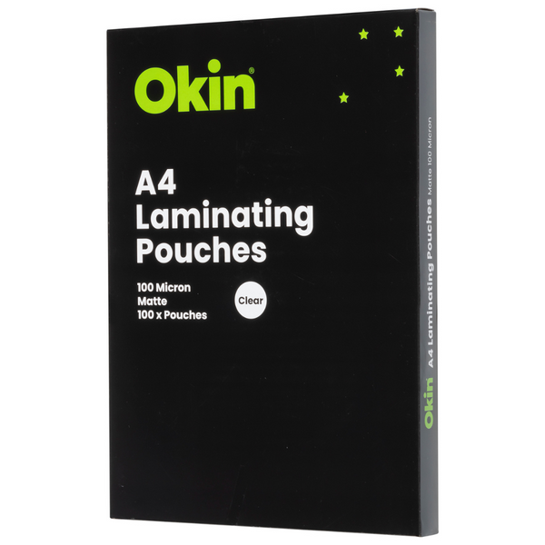 Okin Laminating Pouches A4 Matte 100mic Pack Of 100