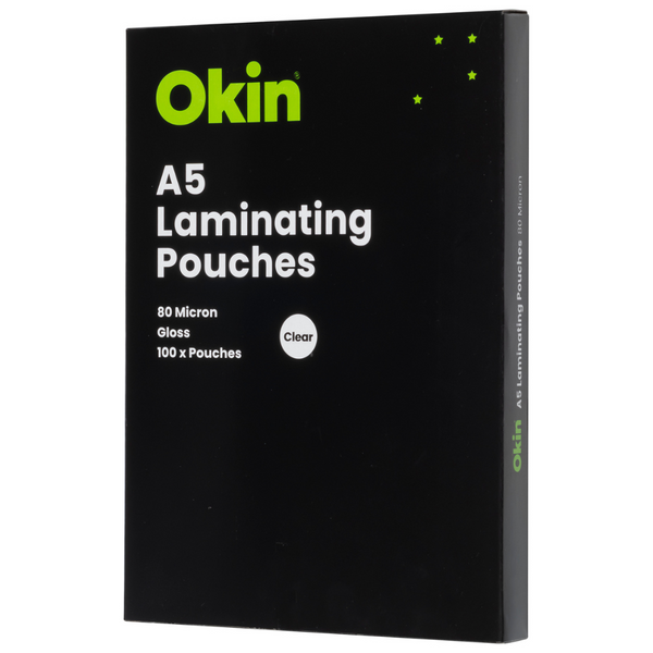 Okin Laminating Pouches A5 Gloss 80mic Pack Of 100