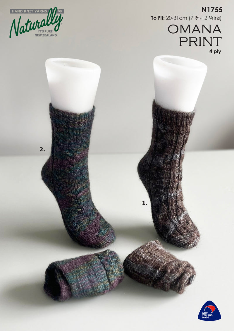 Naturally Pattern Leaflet Omana Print Unisex/Socks N1755