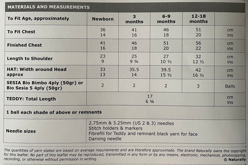 Naturally & Sesia Pattern Leaflet Bio Bimbo 5 Kids/Vest, Hat & Teddy K452