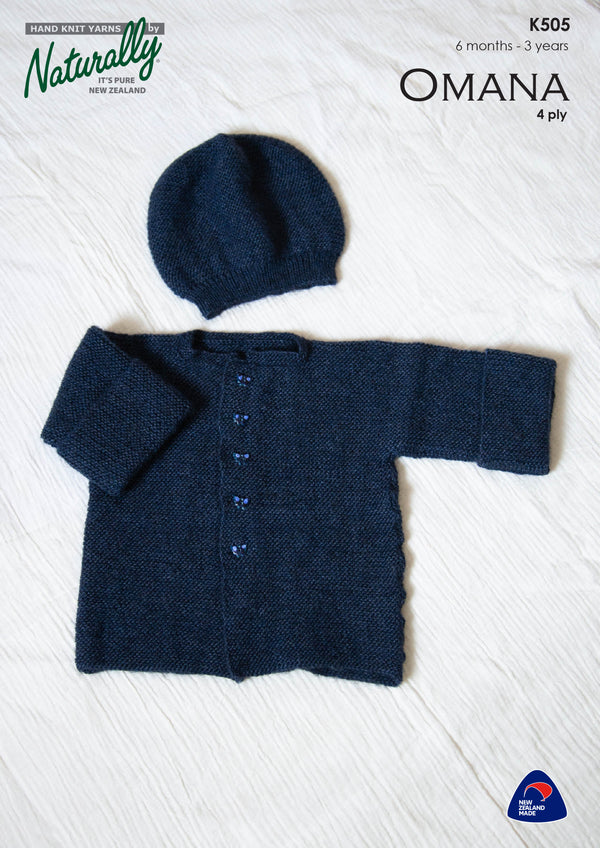 Naturally Pattern Omana 4ply Pattern Kids/Jacket & Hat K505