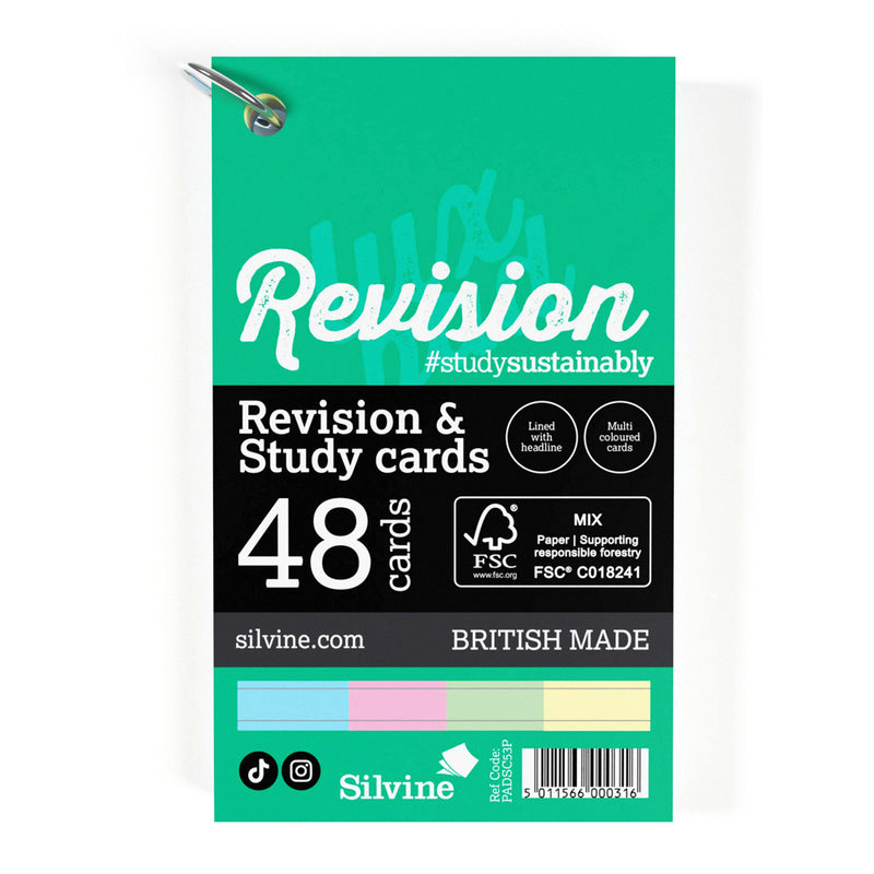 Luxpad Revision Portrait 5x3" Ruled Study Cards - Pack of 48 with Binding Ring