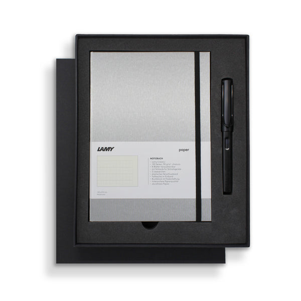 Lamy A5 Hard Cover Notebook + Fountain Pen Gift Sets#Colour_BLACK