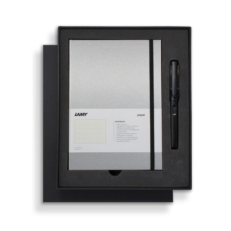 Lamy A5 Hard Cover Notebook + Fountain Pen Gift Set Black