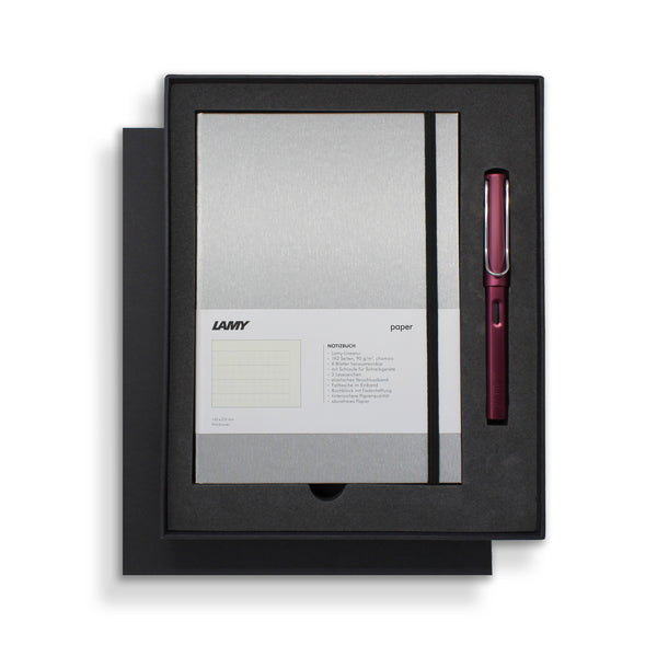 Lamy A5 Hard Cover Notebook + Fountain Pen Gift Set Black/Purple