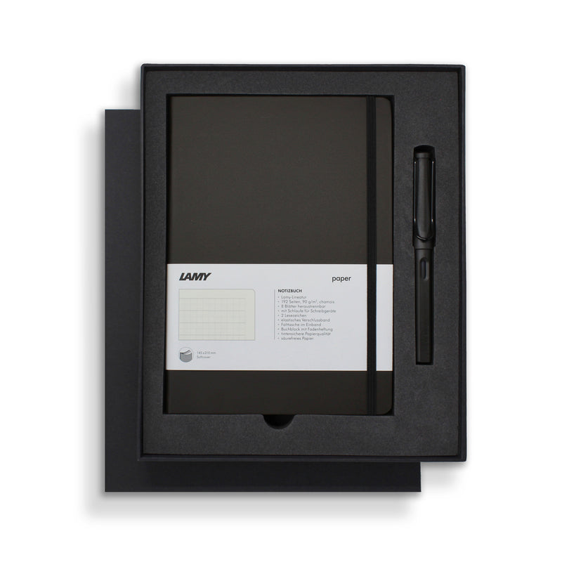 Lamy A5 Soft Cover Notebook + Fountain Pen Gift Set Charcoal