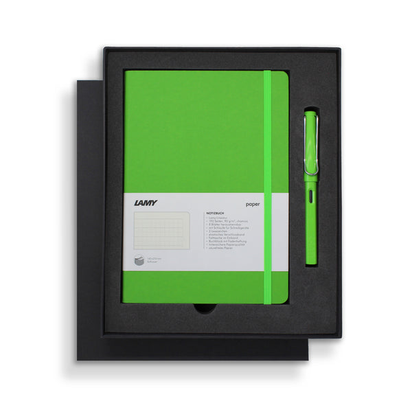 Lamy A5 Soft Cover Notebook + Fountain Pen Gift Set Green