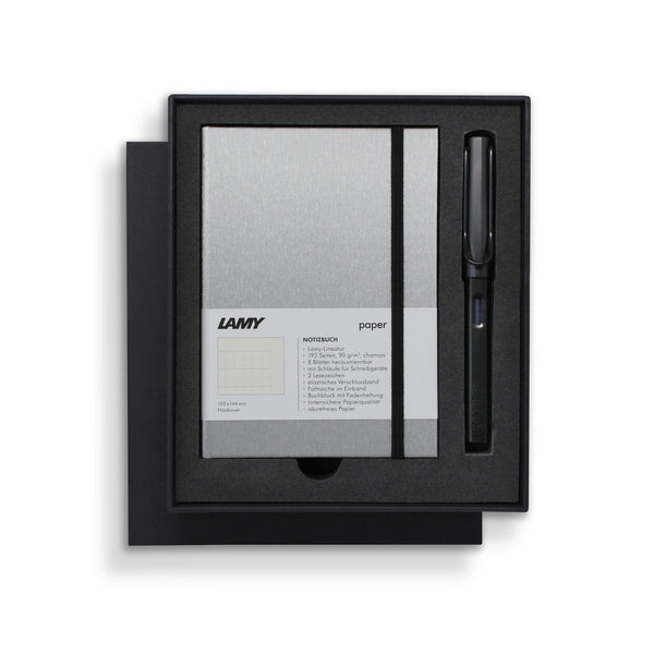 Lamy A6 Hard Cover Notebook + Fountain Pen Gift Sets#Colour_BLACK