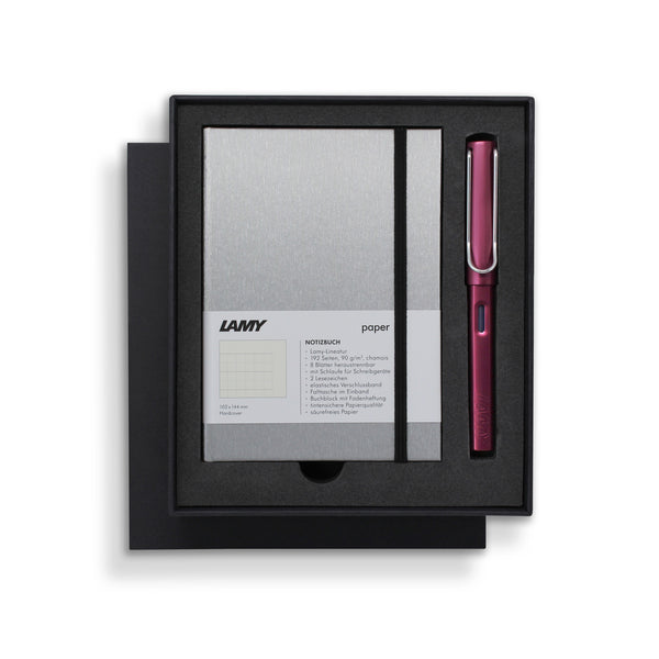 Lamy A6 Hard Cover Notebook + Fountain Pen Gift Set Black/Purple