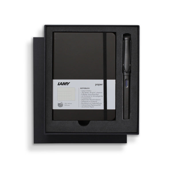 Lamy A6 Soft Cover Notebook + Fountain Pen Gift Sets#Colour_CHARCOAL