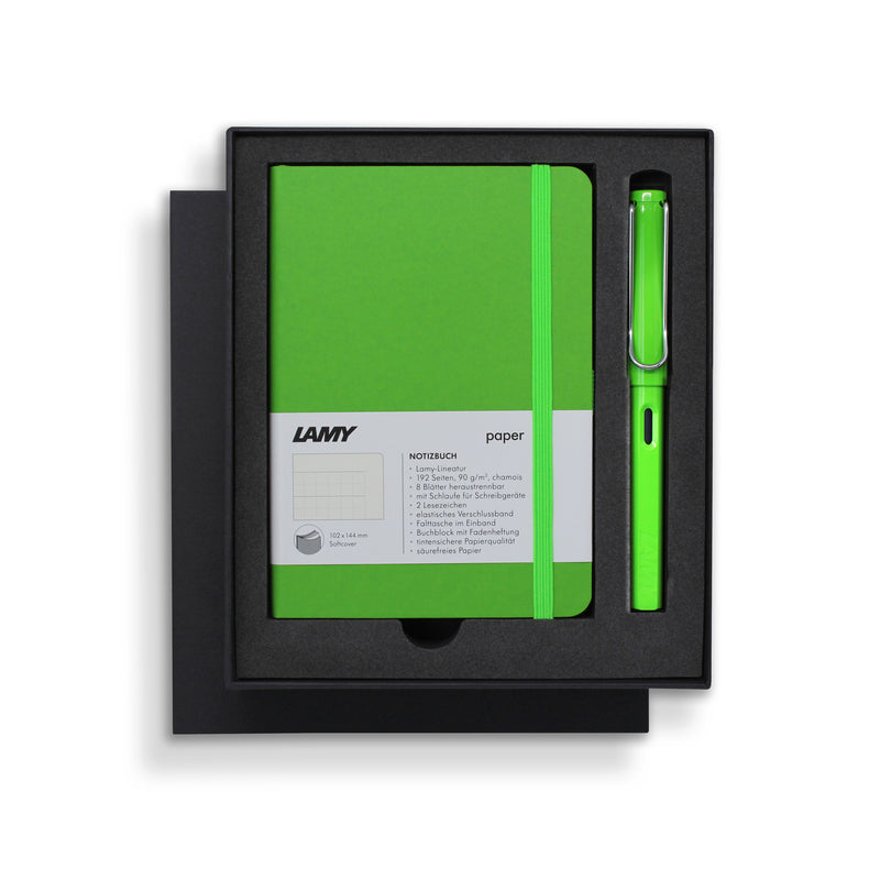 Lamy A6 Soft Cover Notebook + Fountain Pen Gift Set Green