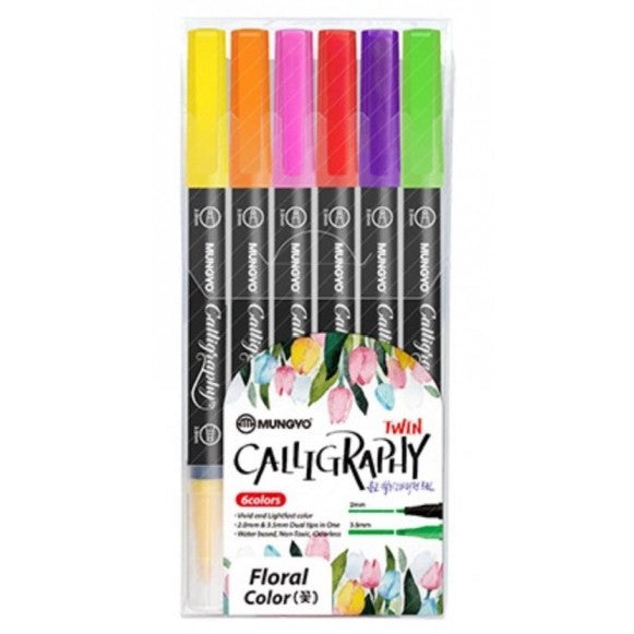 Mungyo Dual Floral Calligraphy Markers Set of 6